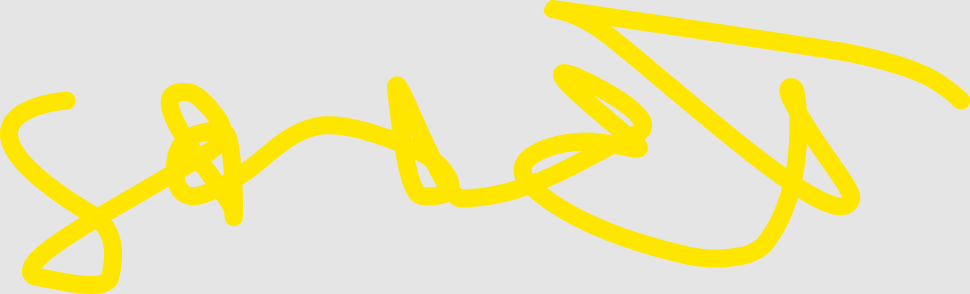 The name, as one yellow stroke